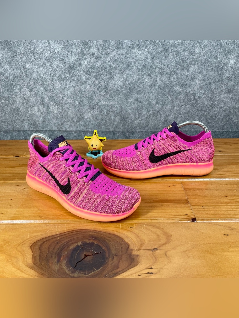 Nike Free RN Flyknit 2016 Kids Size 6.5Y / Womens 8 Pink Purple Running Shoes